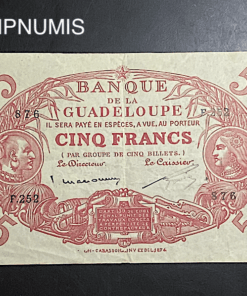 ,BILLET,GUADELOUPE,5,FRANCS,ROUGE,1934,1943,