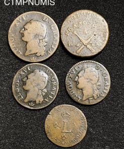 ,MONNAIE,ROYALE,LOUIS,XV,XVI,LOT,BRONZE,COLONIES,