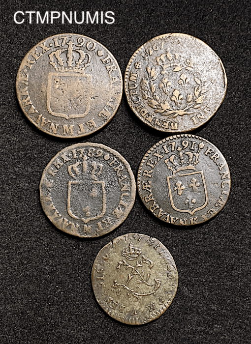 ,MONNAIE,ROYALE,LOUIS,XV,XVI,LOT,BRONZE,COLONIES,