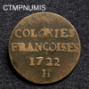 ,MONNAIE,COLONIE,CANADA,LOUISIANE,9,DENIERS,LOUIS,XV,1722,LA,ROCHELLE,