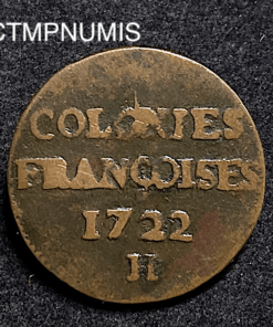 ,MONNAIE,COLONIE,CANADA,LOUISIANE,9,DENIERS,LOUIS,XV,1722,LA,ROCHELLE,