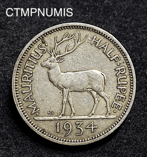 ,MONNAIE,ILE,MAURICE,1/4,RUPEE,ARGENT,1934,