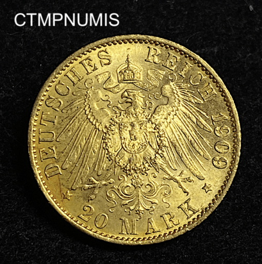 ,MONNAIE,ALLEMAGNE,20,MARK,OR,PRUSSE,1909,