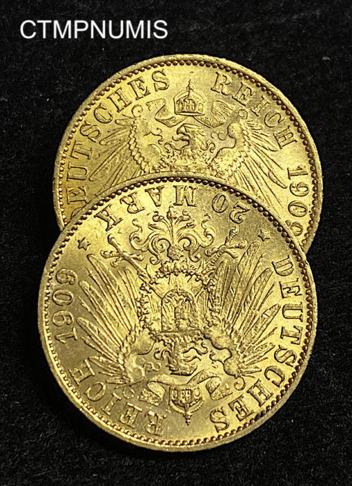 ,MONNAIE,ALLEMAGNE,20,MARK,OR,PRUSSE,1909,