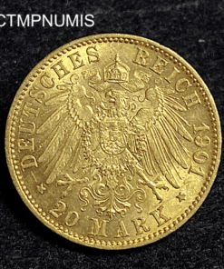 ,MONNAIE,ALLEMAGNE,PRUSSE,20,MARK,OR,1901,