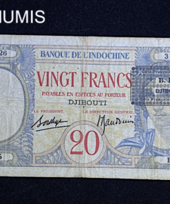,BILLET,20,FRANCS,DJIBOUTI,1936,SURCHARGE,BIC,