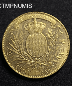 ,MONNAIE,MONACO,100,FRANCS,OR,ALBERT,1891,