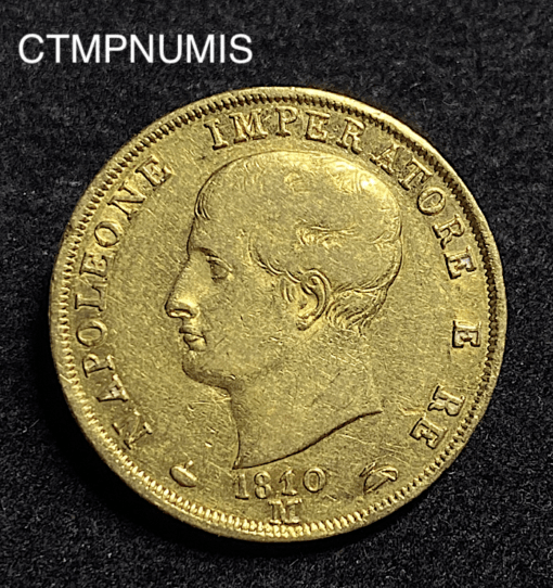 ,MONNAIE,ITALIE,40,LIRE,OR,NAPOLEON,1810,M,MILAN,