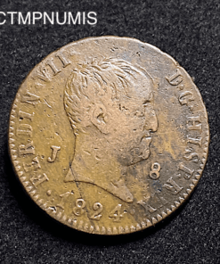 ,MONNAIE,ESPAGNE,8,MARAVEDIS,1824,JUBIA,FERDINAND,