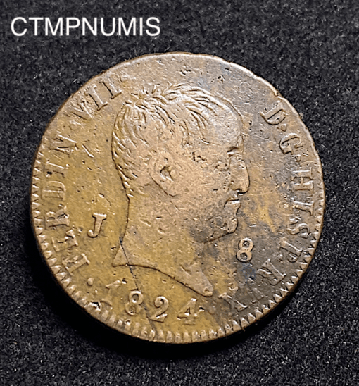 ,MONNAIE,ESPAGNE,8,MARAVEDIS,1824,JUBIA,FERDINAND,