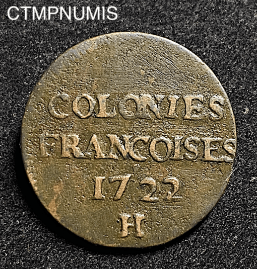 ,MONNAIE,CANDA,LOUISIANE,COLONIE,9,DENIERS,1722,LA,ROCHELLE,