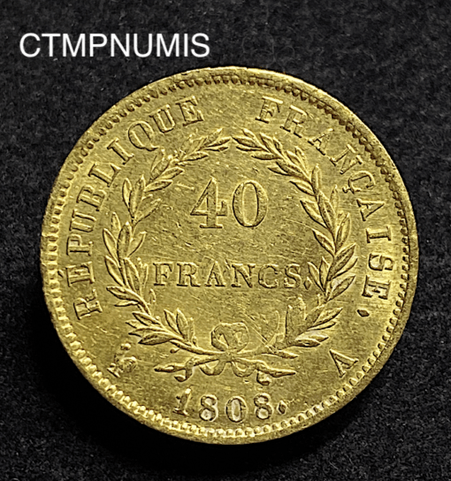 ,MONNAIE,40,FRANCS,OR,NAPOLEON,1808,EMPEREUR,