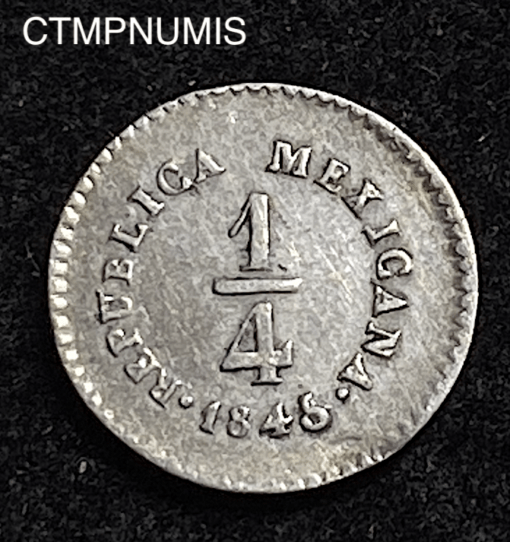 ,MONNAIE,MEXIQUE,1/4,REAL,ARGENT,1845,POTOSI,
