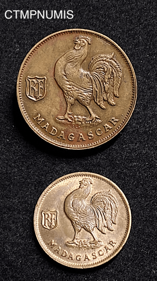 ,MONNAIE,COLONIE,MADAGASCAR 1,2,FRANCS,1943,