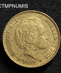 ,MONNAIE,ESPAGNE,20,PESETAS,OR,1892,
