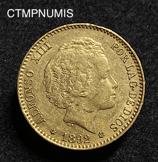 ,MONNAIE,ESPAGNE,20,PESETAS,OR,1892,