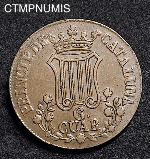 ,MONNAIE,ESPAGNE,CATALOGNE,6,CUARTOS,1846,