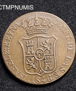 ,MONNAIE,ESPAGNE,CATALOGNE,6,CUARTOS,1846,