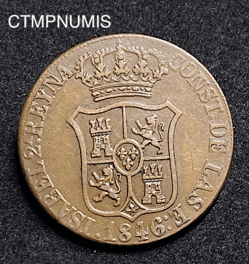 ,MONNAIE,ESPAGNE,CATALOGNE,6,CUARTOS,1846,