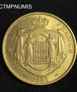 ,MONNAIE,MONACO,100,FRANCS,OR,1886,CHARLES,III,