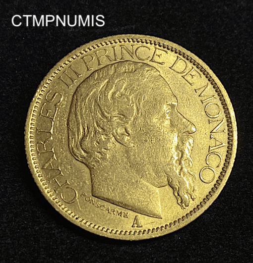 ,MONNAIE,MONACO,100,FRANCS,OR,1886,CHARLES,III,