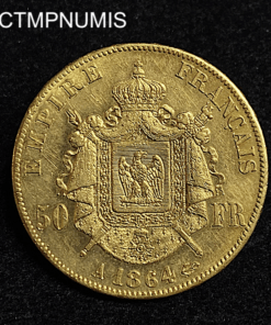 ,MONNAIE,EMPIRE,50,FRANCS,OR,1864,NAPOLEON,