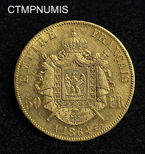 ,MONNAIE,EMPIRE,50,FRANCS,OR,1864,NAPOLEON,
