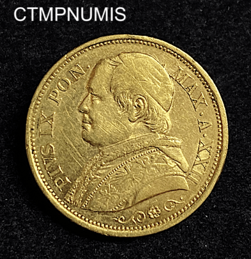 ,MONNAIE,ITALIE,VATICAN,20,LIRE,OR,PIE,IX,1867,ROME,