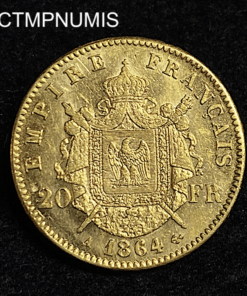 ,MONNAIE,EMPIRE,20,FRANCS,OR,NAPOLEON,1864,