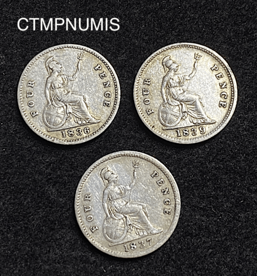 ,MONNAIE,ROYAUME,UNI,4,PENCE,1836,1837,1839,