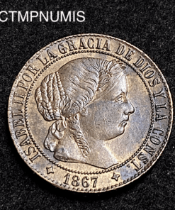 ,MONNAIE,ESPAGNE,1,CENTIMO,ISABEL,1867,JUBIA,