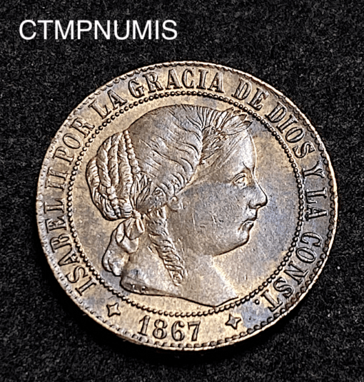 ,MONNAIE,ESPAGNE,1,CENTIMO,ISABEL,1867,JUBIA,