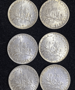 ,MONNAIE,1,FRANC,ARGENT,SEMEUSE,LOT,DE,6,SUP,
