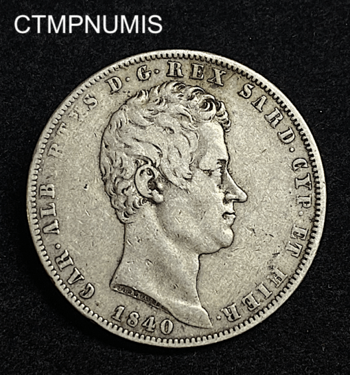 ,MONNAIE,ITALIE,5,LIRE,ARGENT,1840,GENES,