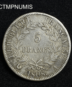 ,MONNAIE,5,FRANCS,ARGENT,NAPOLEON,1808,