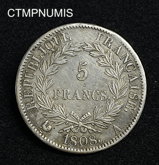 ,MONNAIE,5,FRANCS,ARGENT,NAPOLEON,1808,