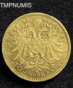 ,MONNAIE,AUTRICHE,10,CORONA,OR,1905,