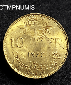 ,MONNAIE,SUISSE,10,FRANCS,OR,1922,
