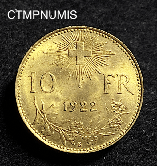 ,MONNAIE,SUISSE,10,FRANCS,OR,1922,