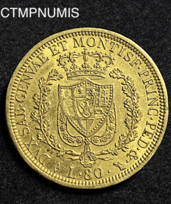 ,MONNAIE,ITALIE,80,LIRE,OR,1828,TURIN,