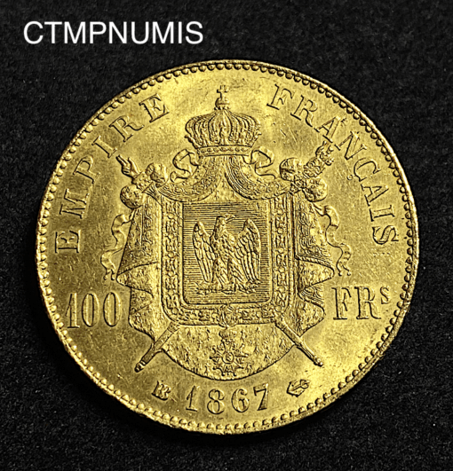 ,100,FRANCS,OR,NAPOLEON,1867,BB,STRASBOURG,SUP,
