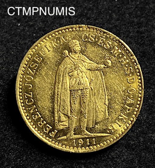 ,MONNAIE,HONGRIE,10,KORONA,OR,1911,