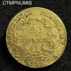 ,MONNAIE,20,FRANCS,OR,CONSULAT,BONAPARTE,AN,12,