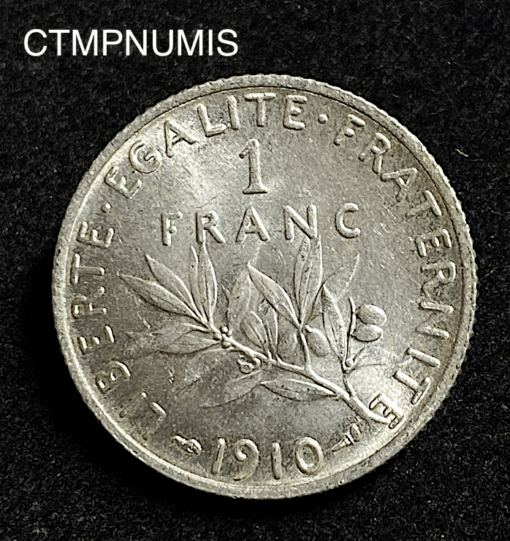 ,MONNAIE,1,FRANC,ARGENT,SEMEUSE,1910,SPL,