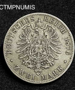 ,MONNAIE,ALLEMAGNE,2,MARK,ARGENT,LOUIS,II,BAVIERE,1876,