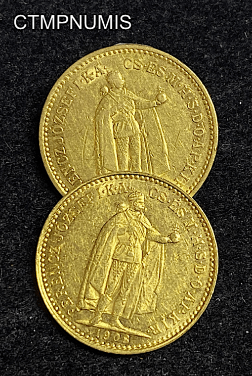 ,MONNAIE,HONGRIE,10,KORONA,OR,1908,