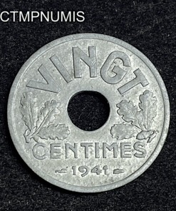 ,MONNAIE,VINGT,CENTIMES,ZINC,1941,