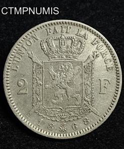 ,MONNAIE,BELGIQUE,2,FRANCS,ARGENT,LEOPOLD,1868,