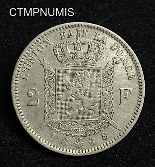 ,MONNAIE,BELGIQUE,2,FRANCS,ARGENT,LEOPOLD,1868,
