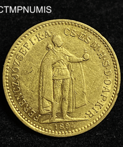 ,MONNAIE,HONGRIE,10,KORONA,OR,1904,